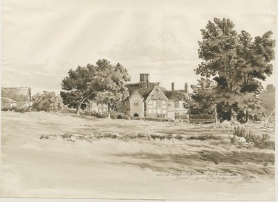 Oaken - Farm House: sepia vask tegning, 5. august 1820 af Cornelius Varley