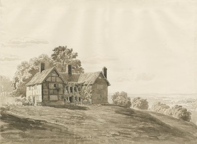 Patshull Park - Lodge: sepia vask tegning, august 1820 af Cornelius Varley