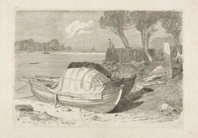 To strandede fiskerbåde, 1809. af Cornelius Varley