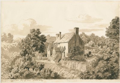 Woodford - Cottages: sepia drawing, 27 Jul 1820dani af Cornelius Varley