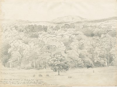 Wrottesley Hall - View of Malvern Hills: pencil drawing, 1820dani af Cornelius Varley