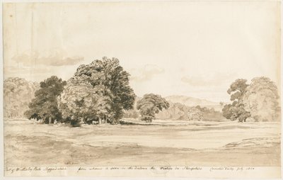Wrottesley Park: sepia-tegning, juli 1820 af Cornelius Varley