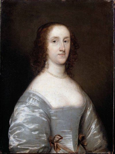 Portræt af en dame i hvidt af Cornelius the elder Johnson