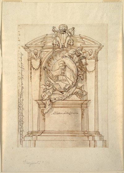 Tegning, Design til et monument, ca. 1750 af Corrado Giaquinto
