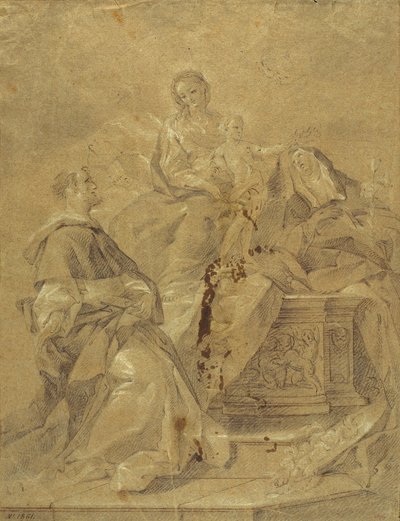Jomfruen med barnet, den hellige Katarina af Siena og den hellige Dominikus af Corrado Giaquinto
