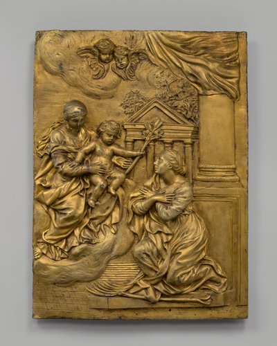 Jomfruen og barnet viser sig for Saint Martina, ca. 1650. af Cosimo Fancelli