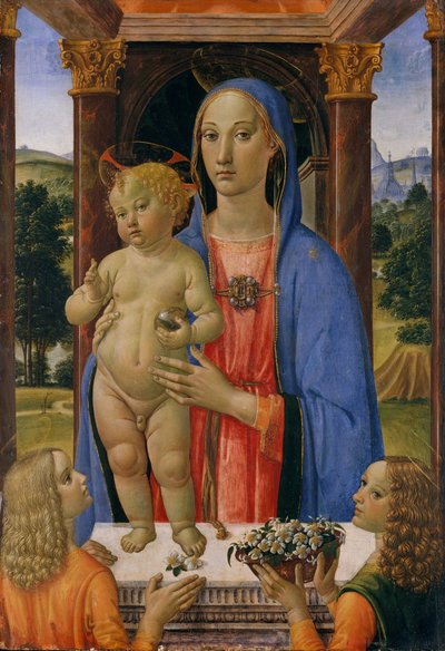 Madonna og barn med engle. af Cosimo Rosselli