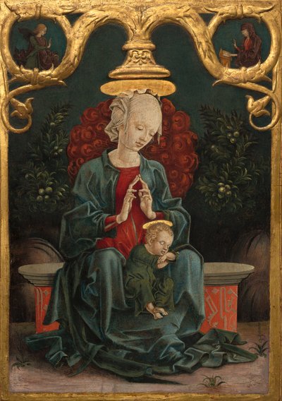 Madonna og barn i en have, ca. 1460-70 af Cosimo Tura