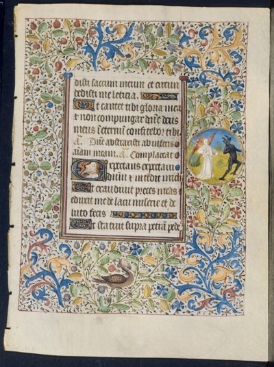 Leaf from a Book of Hours: Angel Chasing a Devil recto og Two Devils verso, ca. 1460. af Coëtivy Master