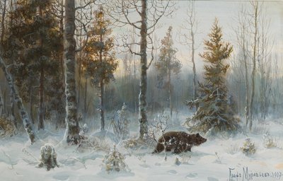 Vinterlandskab med bjørn, 1907 af Count Vladimir Leonidovich Muravyov