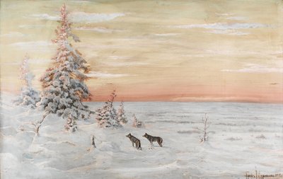 Vinterlandskab med ulve, 1915 af Count Vladimir Leonidovich Muravyov