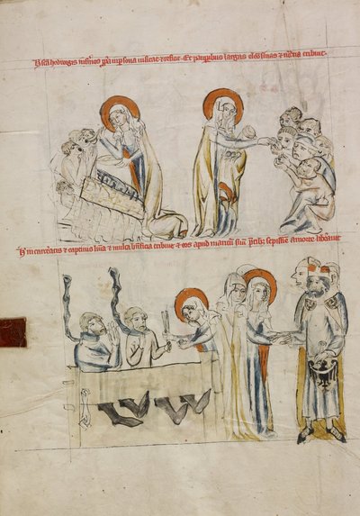 Hedwig Omsorg for de syge; Hedwig Omsorg for fanger af Court workshop of Duke Ludwig I of Liegnitz and Brieg