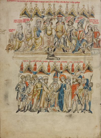 Familien af Berthold VI; Sankt Hedwigs og Heinrichs ægteskab af Court workshop of Duke Ludwig I of Liegnitz and Brieg