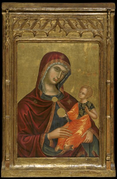 Ikon for trøstens jomfrumoder (ægtempera og bladguld på panelet) af Cretan School