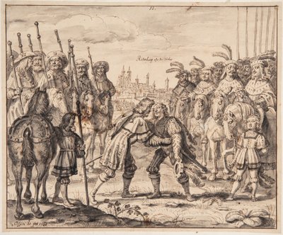 Christian I møder Prins Maximilian ved Rothenburg ob der Tauber i 1474 af Crispijn de Passe
