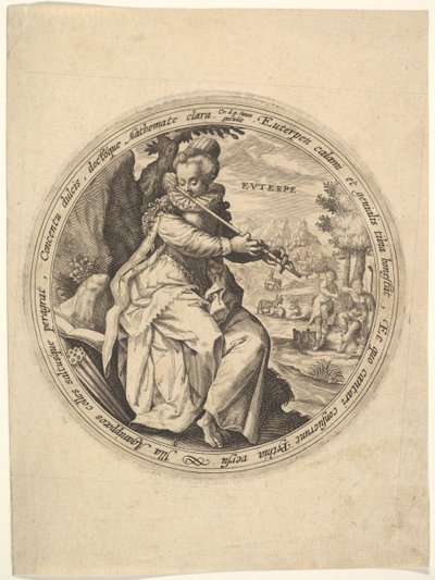 Euterpe, fra Muserne. af Crispijn de Passe I
