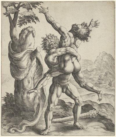 Hercules kæmper med Antaeus af Crispijn van de Passe (I)