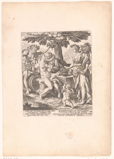 Mand i gezelschap van Venus, Ceres og Bacchus Venus er kold uden Ceres og Bacchus af Crispijn van de Passe (I)