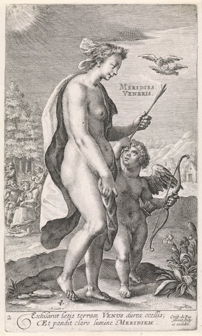 Eftermiddag Meridies Veneris (titel på objekt) De fire gange på dagen (serietitel) af Crispijn van de Passe (I)