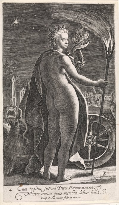 Nat Nox Proserpine (titel på objekt) De fire gange på dagen (serietitel) af Crispijn van de Passe (I)