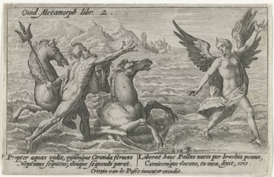 Neptun rækker ud efter Coronis Metamorphoses of Ovid (serietitel) af Crispijn van de Passe (I)