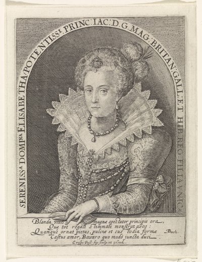 Portræt af Elisabeth Stuart, dronning af Bøhmen af Crispijn van de Passe (I)