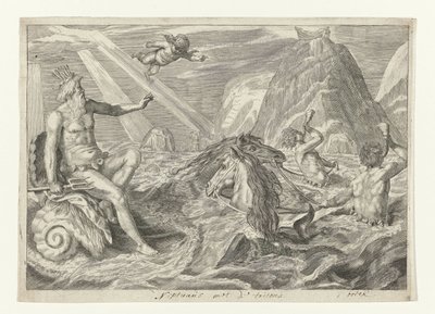 Neptunus mødt af tritoner Metamorfosen van Ovidius (serietitel) af Crispijn van de Passe (II) (attributed to)