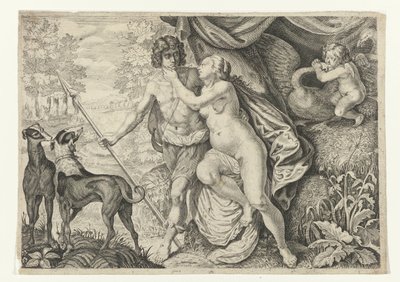Venus i Adonis Metamorfosen van Ovidius (serietitel) af Crispijn van de Passe (II) (attributed to)