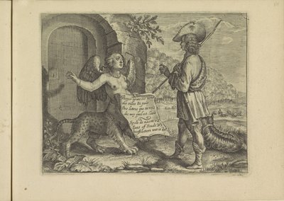 Gesprek mellem en sfinx og en hyrde De rigtige portrætter af nogle af kristendommens største damer forklædt som hyrdeinder. (serietitel) af Crispijn van de Passe (II)