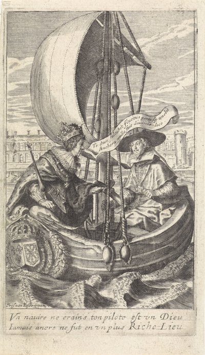 Kong Ludvig XIII og kardinal Richelieu i en pram af Crispijn van de Passe (II)