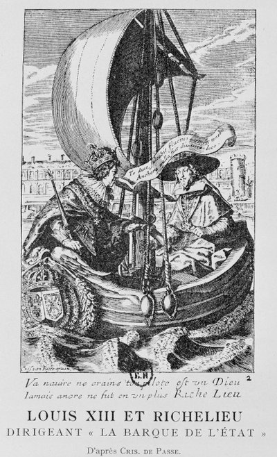 Ludvig XIII og Richelieu af Crispin I de (after) Passe