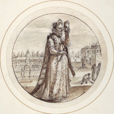 Helena med maske, tidligt i det 17. århundrede (pen & brun blæk med brun vask) af Crispin I de Passe
