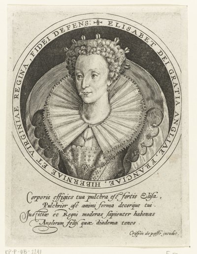 Portræt af dronning Elizabeth I af England af Crispin I de Passe