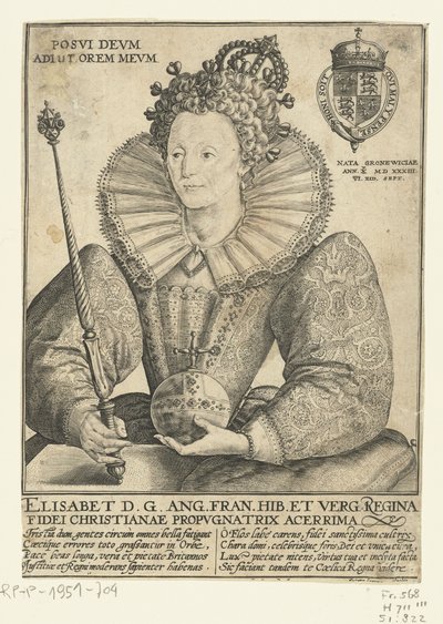Portræt af dronning Elizabeth I af England, 1592 af Crispin  Passe