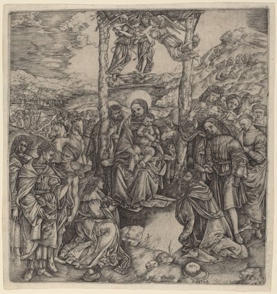 Magiernes tilbedelse af Cristofano Robetta