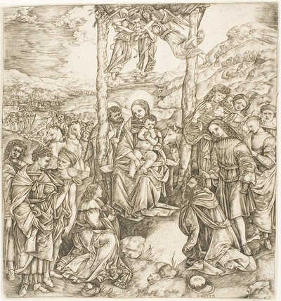 Magiernes tilbedelse af Cristofano Robetta