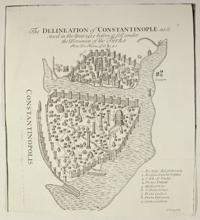 Et kort over Konstantinopel i 1422 af Cristoforo Buondelmonti