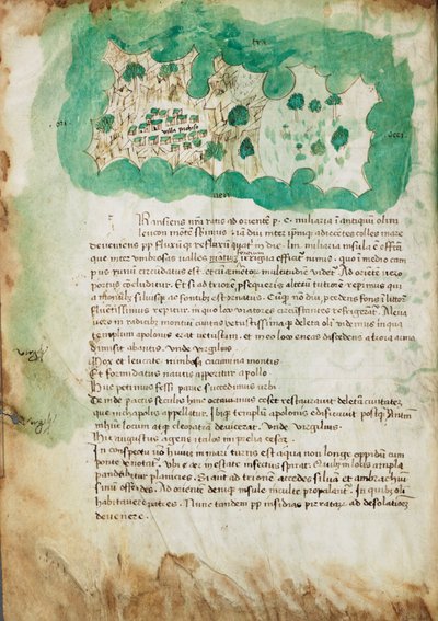 Kort over Paxos, ca. 1420 (pergament) af Cristoforo Buondelmonti