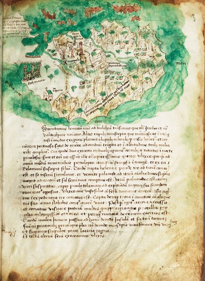 Kort over Paxos, ca. 1420 (pergament) af Cristoforo Buondelmonti