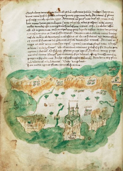 Kort over Zakinthos, ca. 1420 (pergament) af Cristoforo Buondelmonti