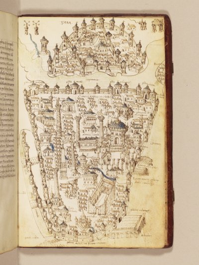 Kort over Konstantinopel, illustration fra "Liber Insularum Archipelagi" af Cristoforo Buondelmonti