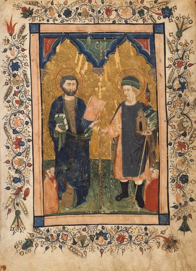 Sankt Markus evangelisten og Sankt Sinibaldus æret af medlemmer af en lægmand..., ca. 1425-34. af Cristoforo Cortese