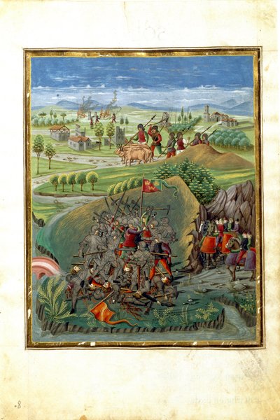 Indflydelse af planeten March: krigsscene (miniature, ca. 1470) af Cristoforo De Predis