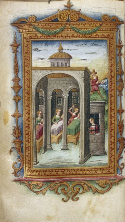 Danaus døtre myrder deres mænd. Hypermnestra i fængslet Illustration til The Heroides af Ovid, 1485-1499 af Cristoforo Majorana