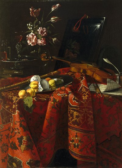 Stilleben med musikinstrumenter af Cristoforo Munari