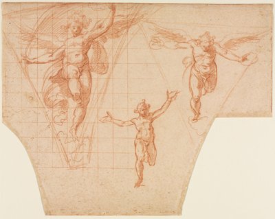 Three Studies of Angels for a Pendentive recto, Studies for Christ Meeting His Motherverso, 159 af Cristoforo Roncalli