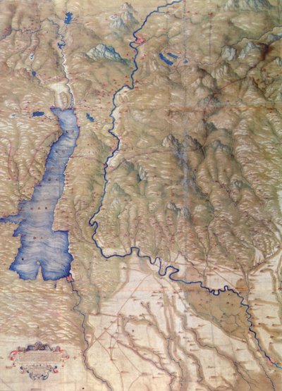 Kort over Gardasøen og omegn af Cristoforo Sorte