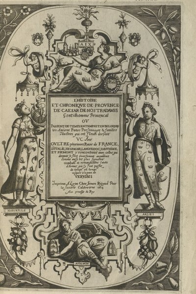 Titelblad til Provences historie og krønike, 1614 af César de Nostredame