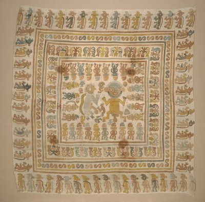 Panel fra "fange" tekstilet, ca.1300-1470 (bomuld og farvestoffer) af Culture Chimu