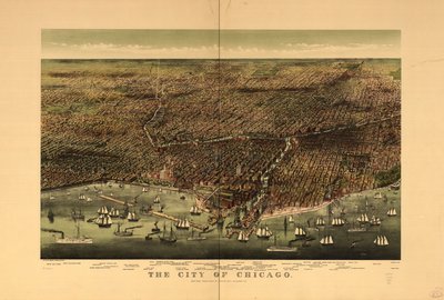 Byen Chicago. af Currier and Ives
